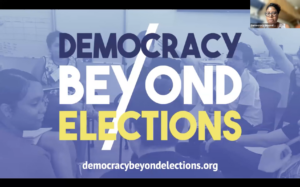 Democracy Beyond Elections dot org Peer Learning Session on Solidarity Economy title page